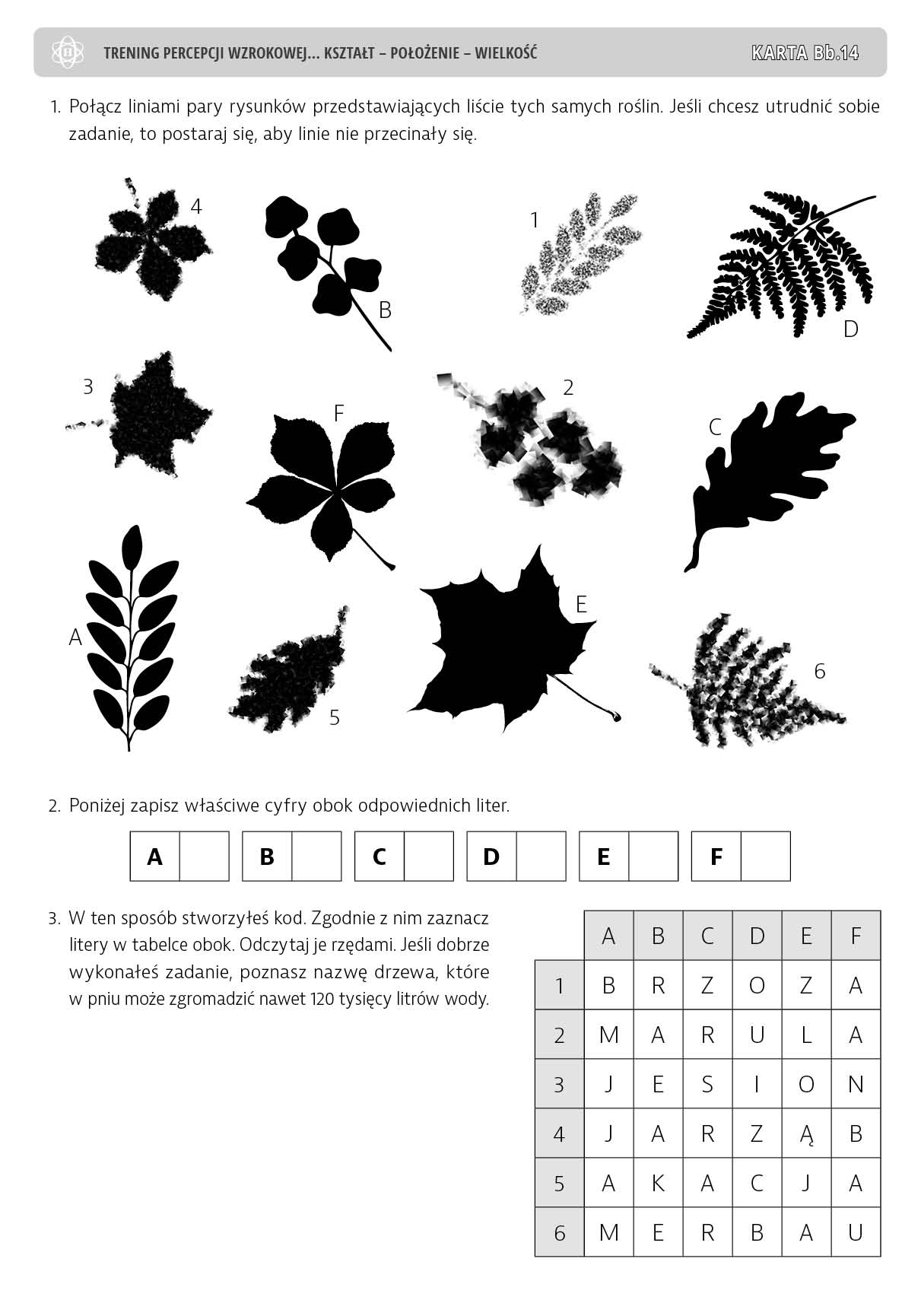 Trening percepcji wzrokowej. Kształt, położenie, wielkość