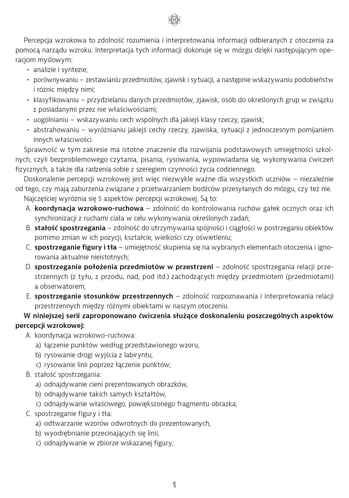 Trening percepcji wzrokowej. Kształt, położenie, wielkość