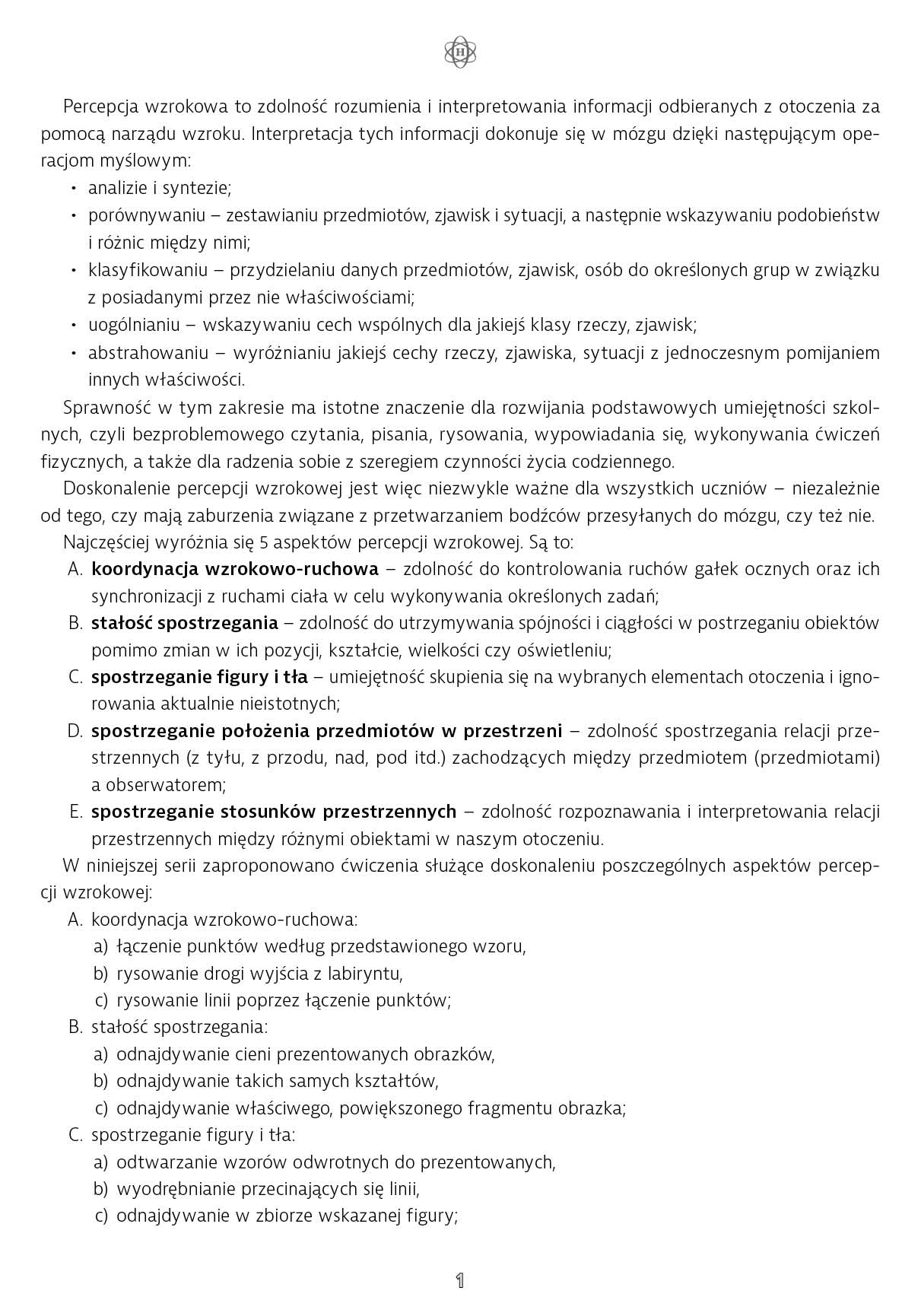 Trening percepcji wzrokowej. Obiekt i otoczenie