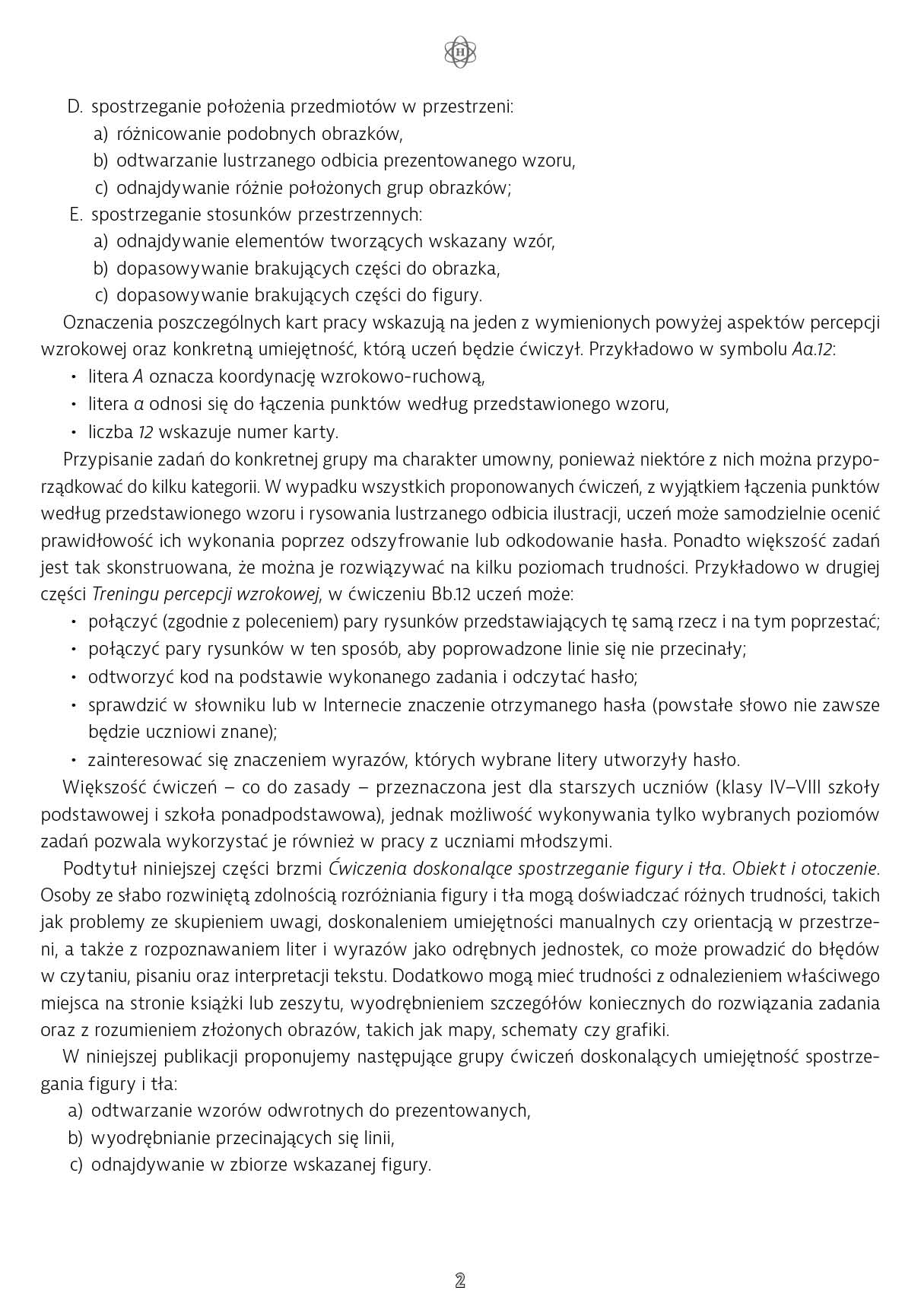 Trening percepcji wzrokowej. Obiekt i otoczenie