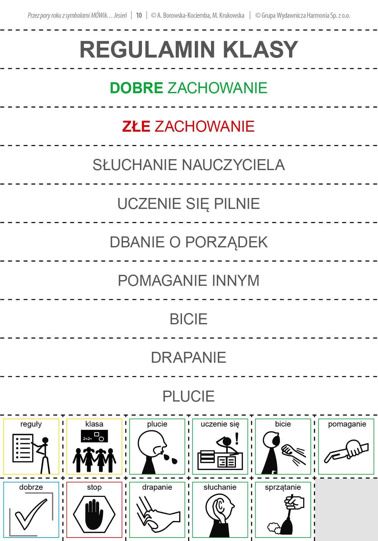 Przez pory roku z symbolami MÓWik. Jesień