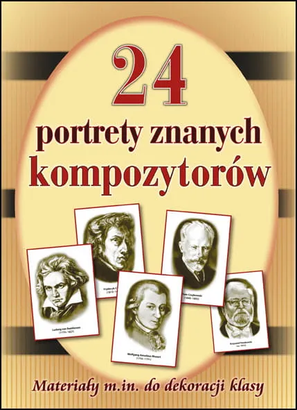 24 portrety znanych kompozytorów. 1 portret laminowany